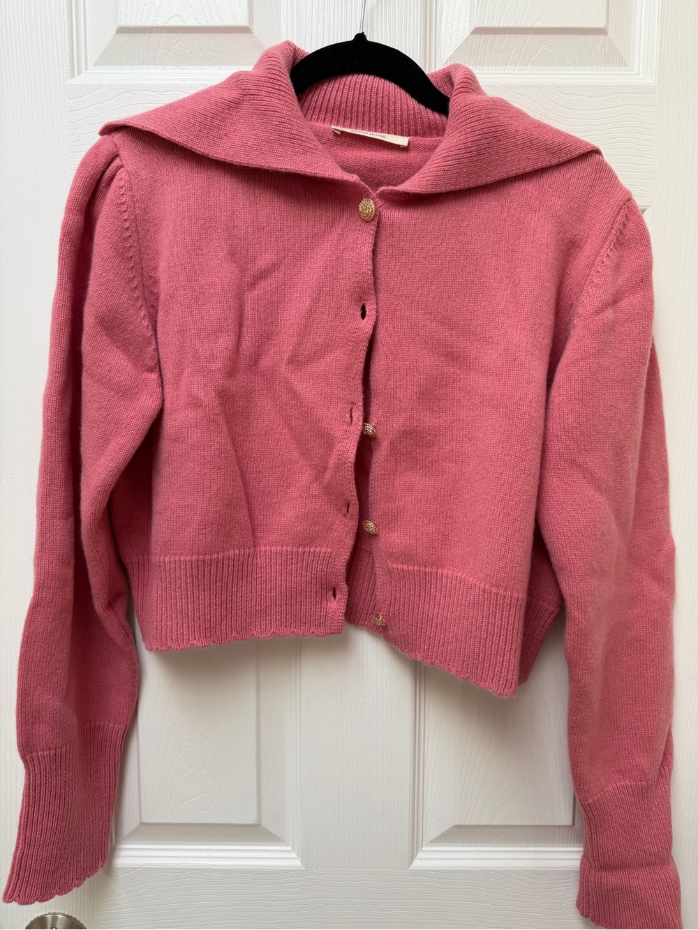 Cropped Pink Sailor Collar Cardigan Sweater